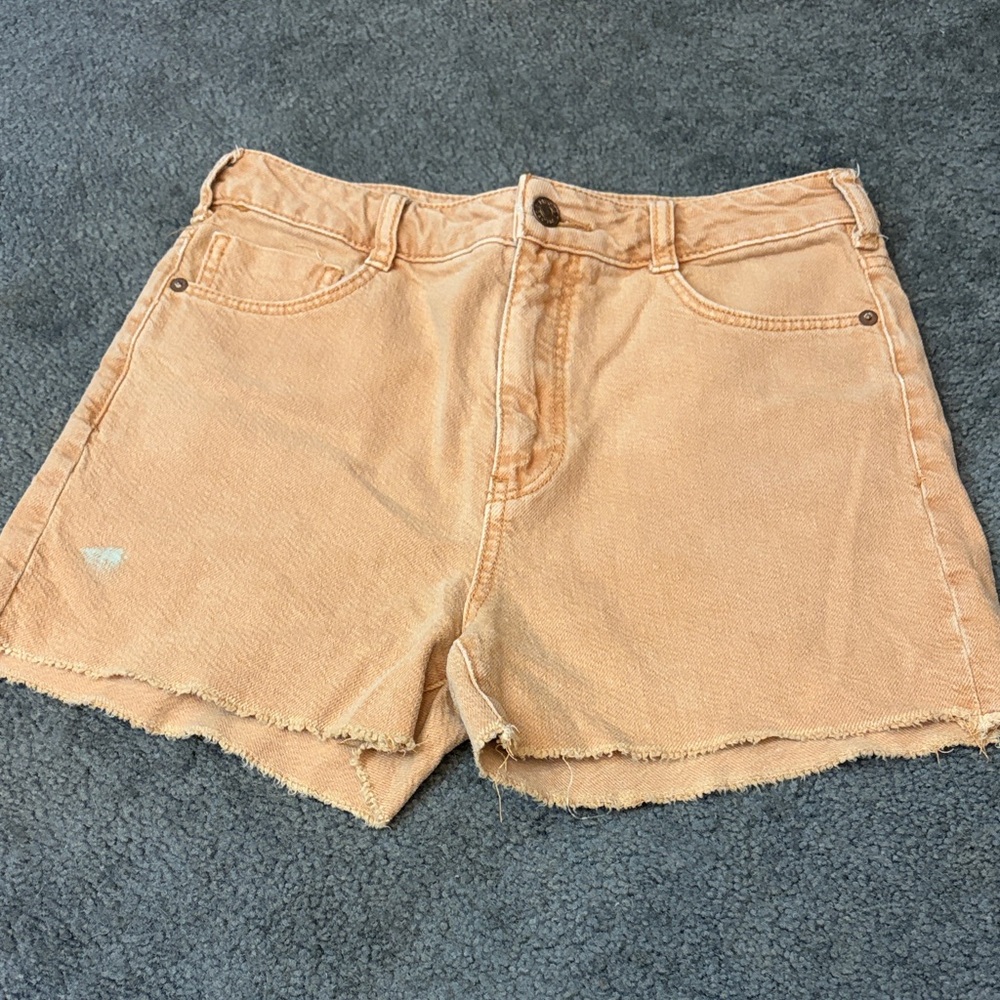 Pilcro Peach-Colored High Waist Denim Shorts